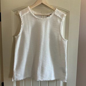 Banana Republic off-white sleeveless top w/ fringe ; Ladies XL